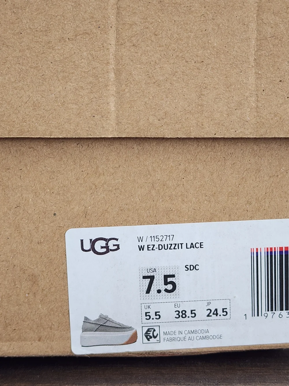 UGG EZ-Duzzit Lace Platform Sneakers Shaded Clover Women’s 7.5 NIB